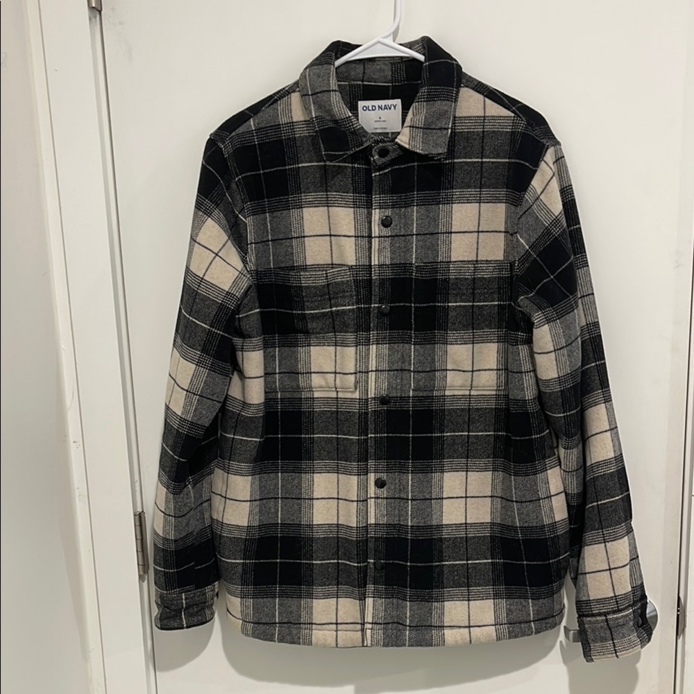 Old Navy Black and Cream Plaid Jacket